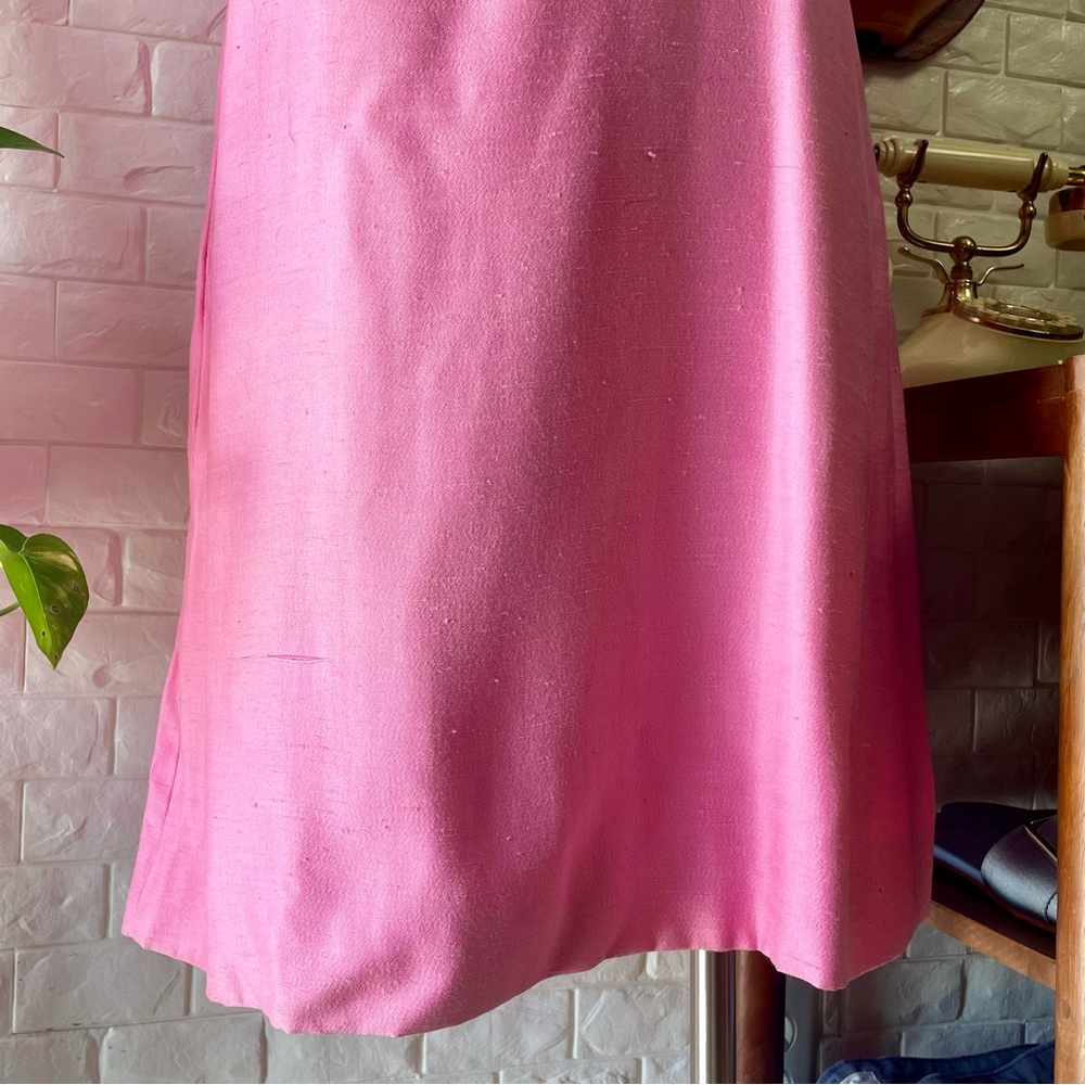 Vintage 1950s 1960s Mod Bubble Gum Pink Mini Shift Dress Embellished Collar - Picture 4 of 13